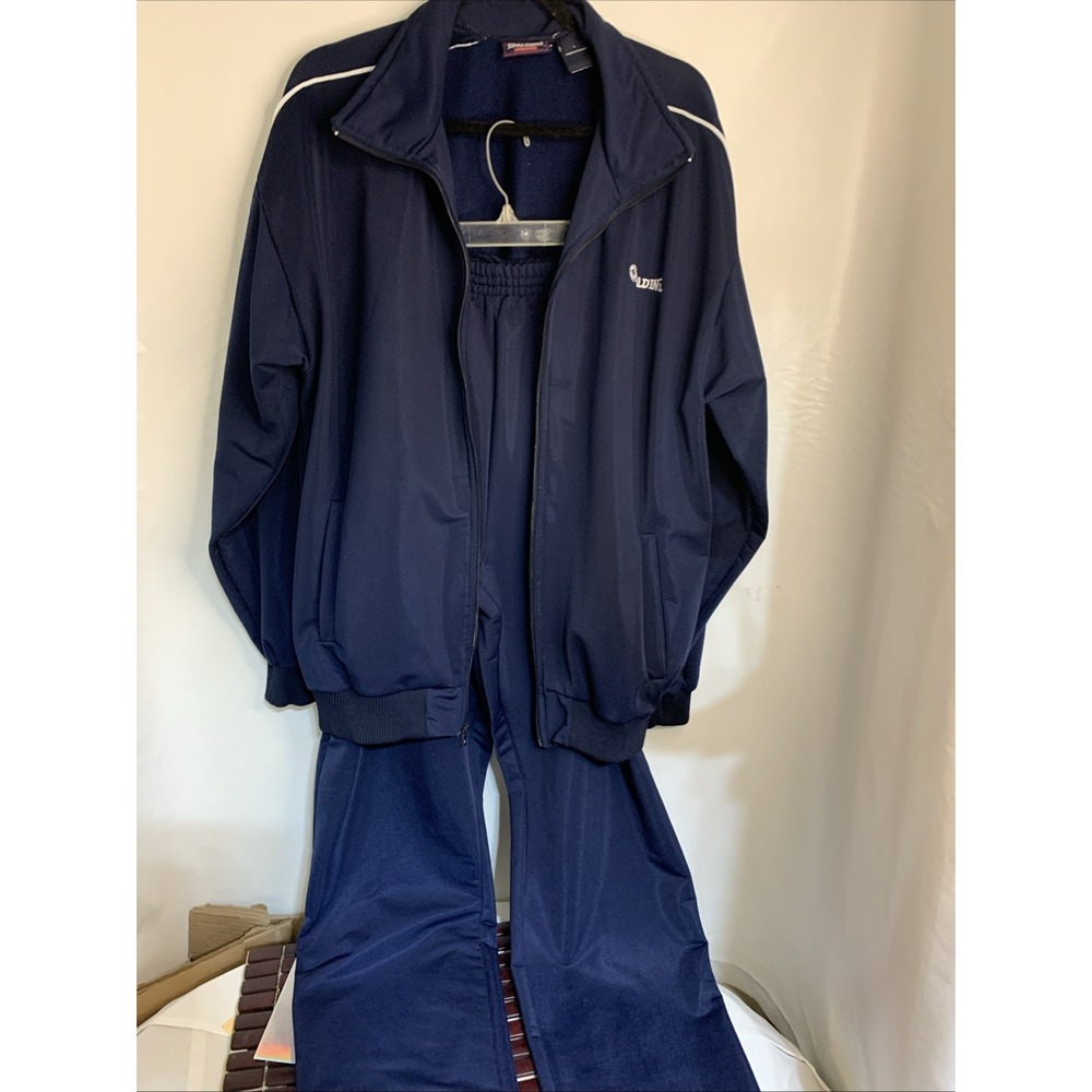 Spalding Mens L Tracksuit Set  Jacket Pants Blue vintage - Elastic‎ - Zip